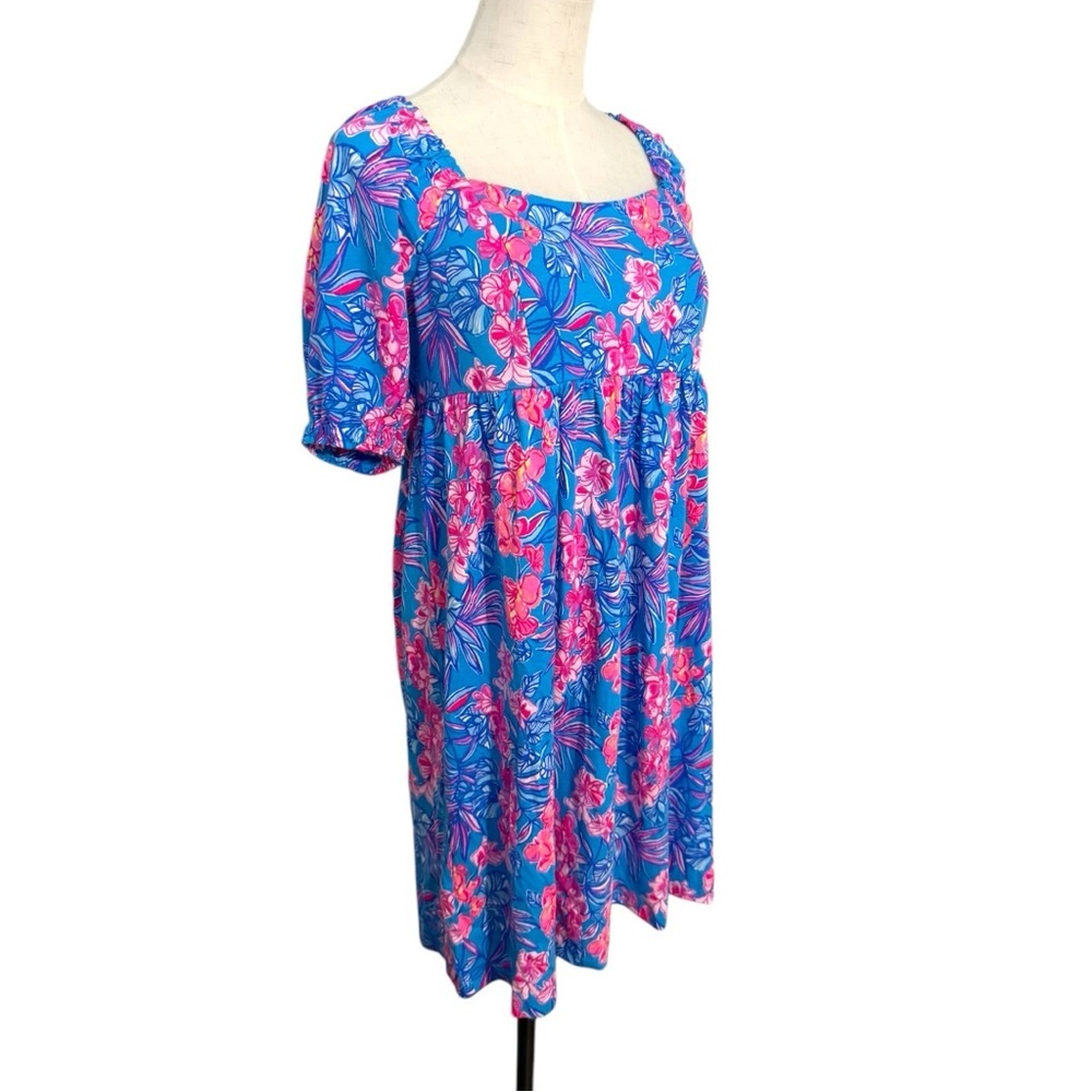 Lilly Pulitzer Delaney Dress Size 8 Cumulus Blue Orchid Oasis Short Sleeve - Picture 3 of 9
